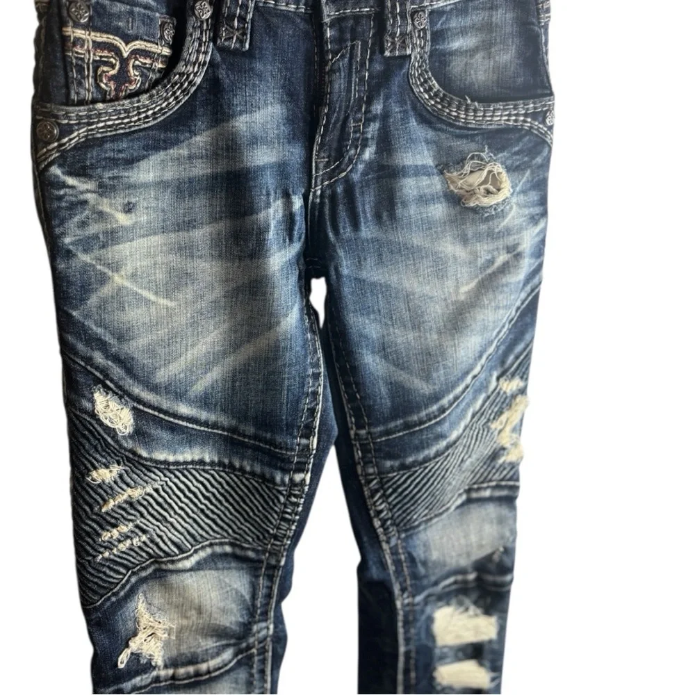 Rock Revival Chase Biker Dark Blue Relaxed Men's Jeans collectors edition - Picture 8 of 13